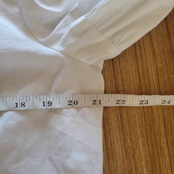 J Jill Top Shirt Womens Large White Black Embroidery Balloon Sleeve Career Basic - Picture 9 of 11